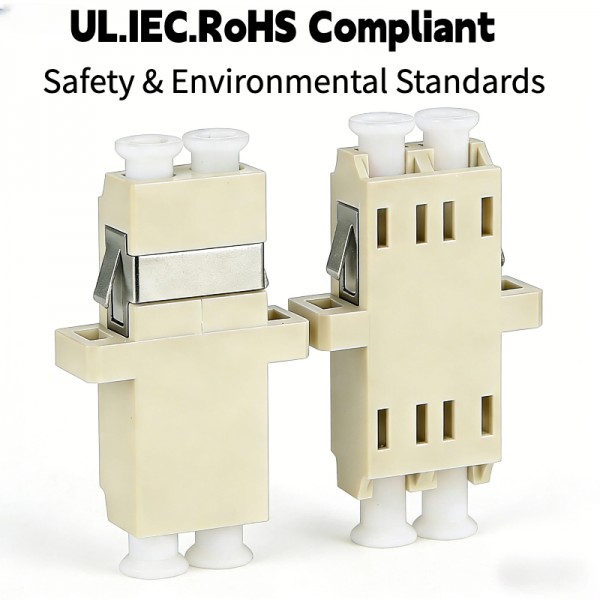 LC to LC Beige LC Fiber Optic Adapters/Coupler with Flange